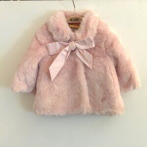 Plush Pink Jacket for Baby with Bow. 3 Mos. New!